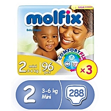 Molfix Molfix ComfortFix Diapers, Size 2, Giga Economy Pack (x 3) (Total 288 Count)