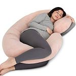 Pregnancy Body Pillow with Jersey Cover,C Shaped Full Body Pillow for Pregnant Women